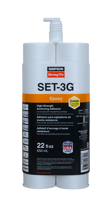 Simpson Strong-Tie SET3G22-N SET-3G™ 22-oz. High-Strength Epoxy Adhesive w/ Nozzle and Extension