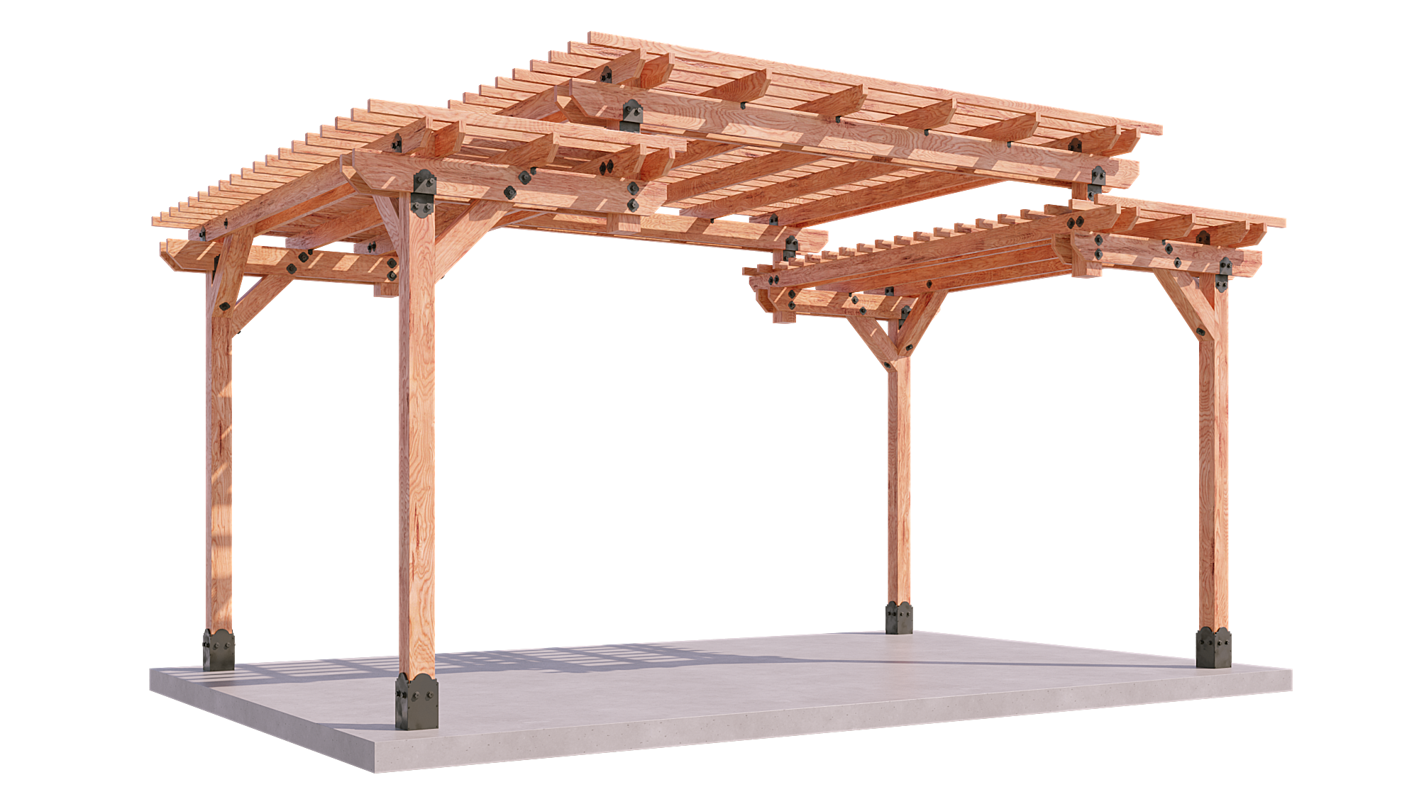 Arches - cedar pergola - 10x12 to 16x24 - double board header