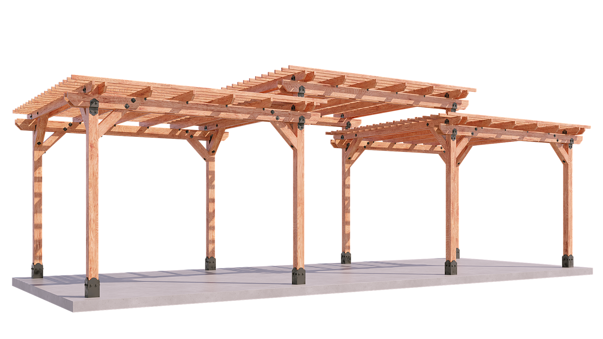 Zion - cedar pergola - 10x16 to 16x48 - double board header