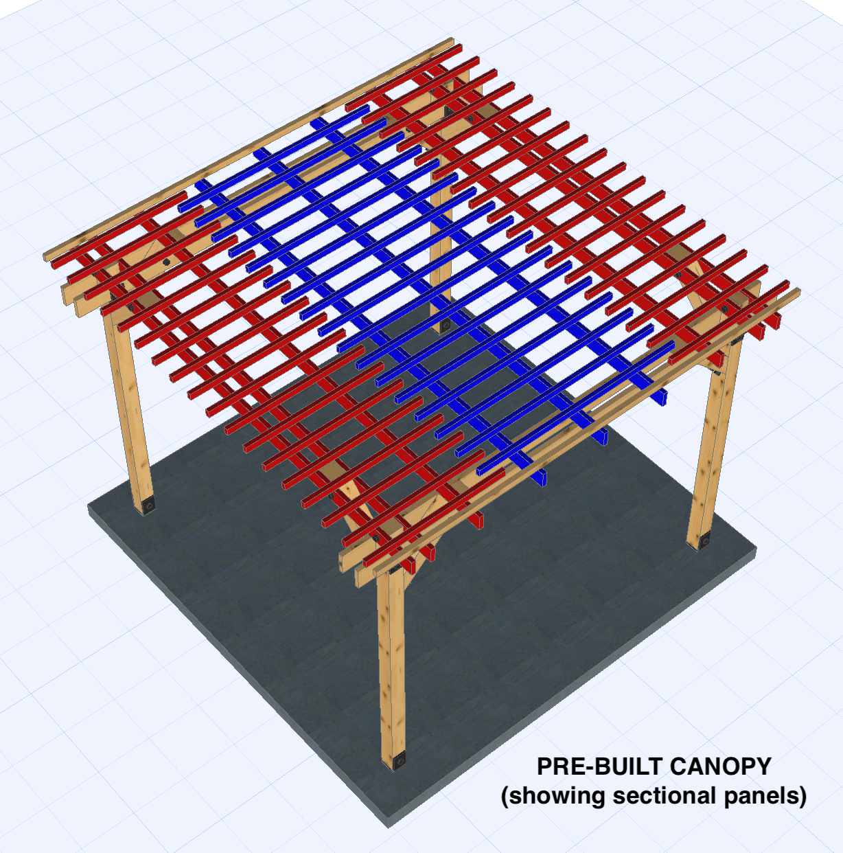 Zion - cedar pergola - 10x16 to 16x48 - double board header